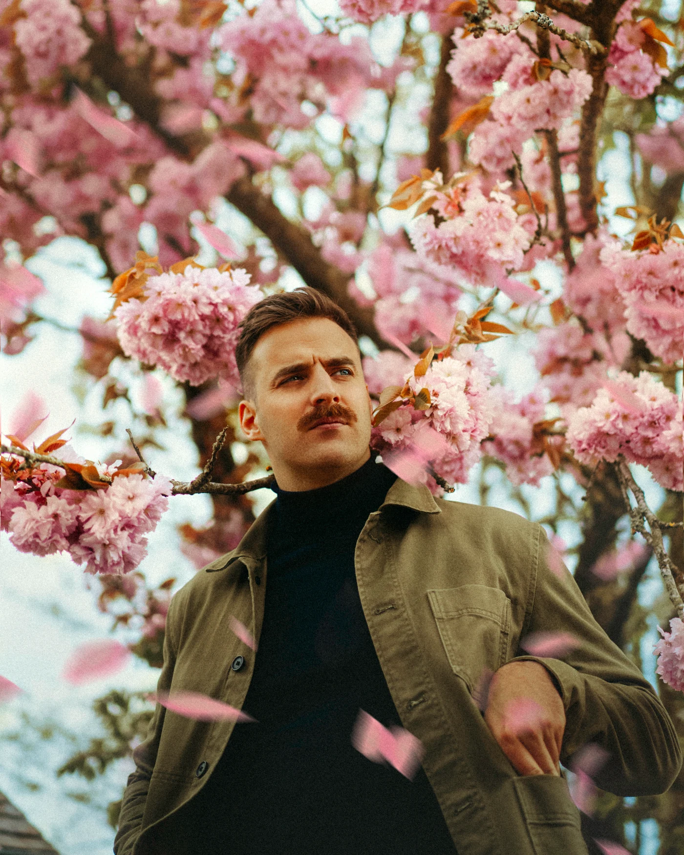 Portrait de Gautier Collet sous un cerisier en fleurs