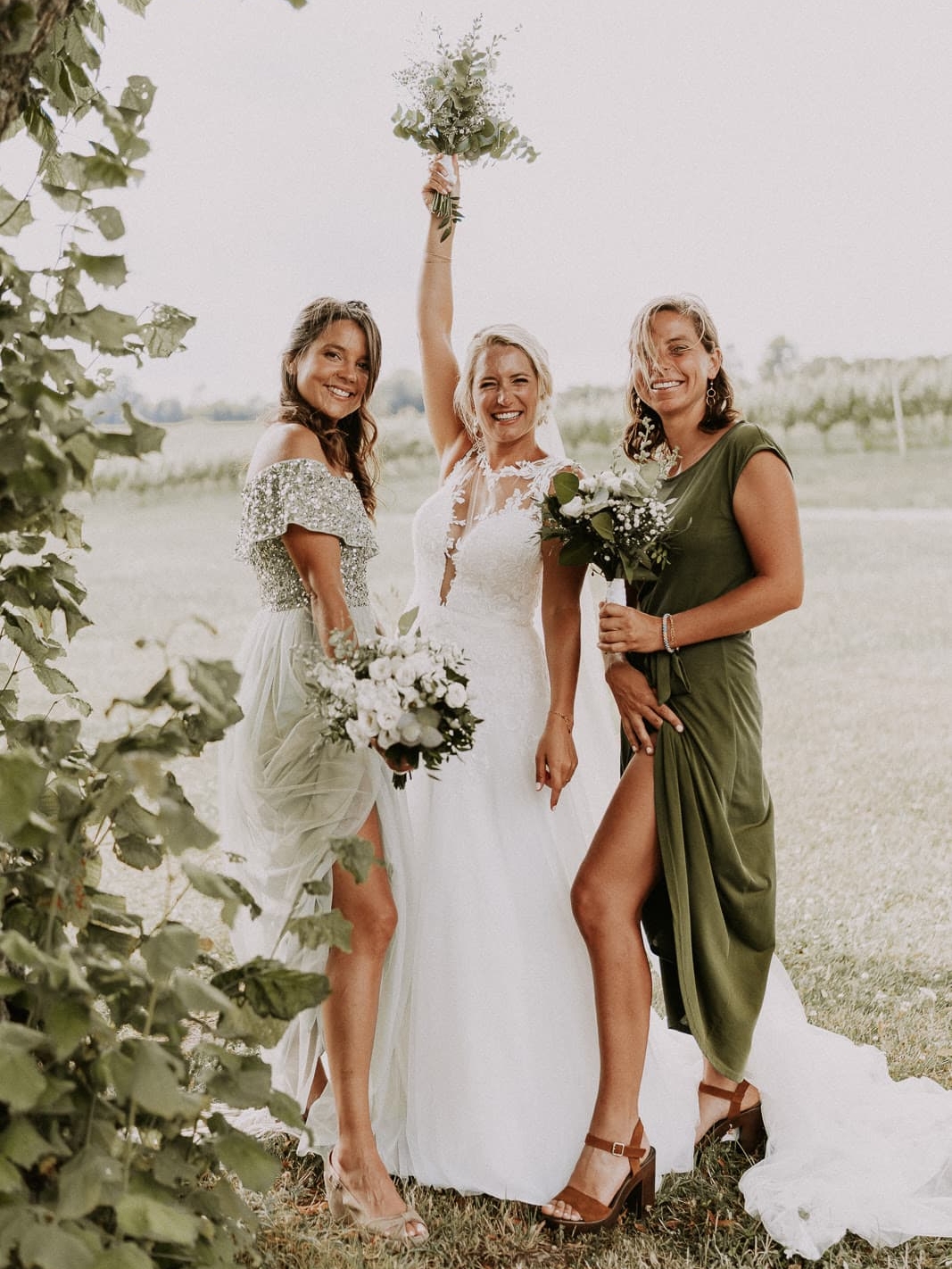 témoin mariée pose robe verte